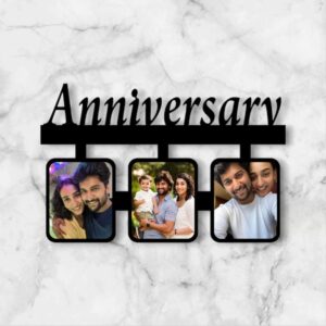 11x7 inch black MDF collage frame with 3 photo slots for sublimation printing blank