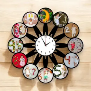 photo collage wall clock MDF printed personalized clock frame